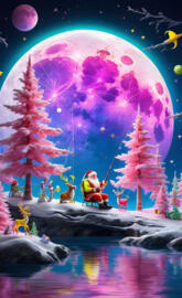 a person sitting on a rock in a tree with a star in the sky above