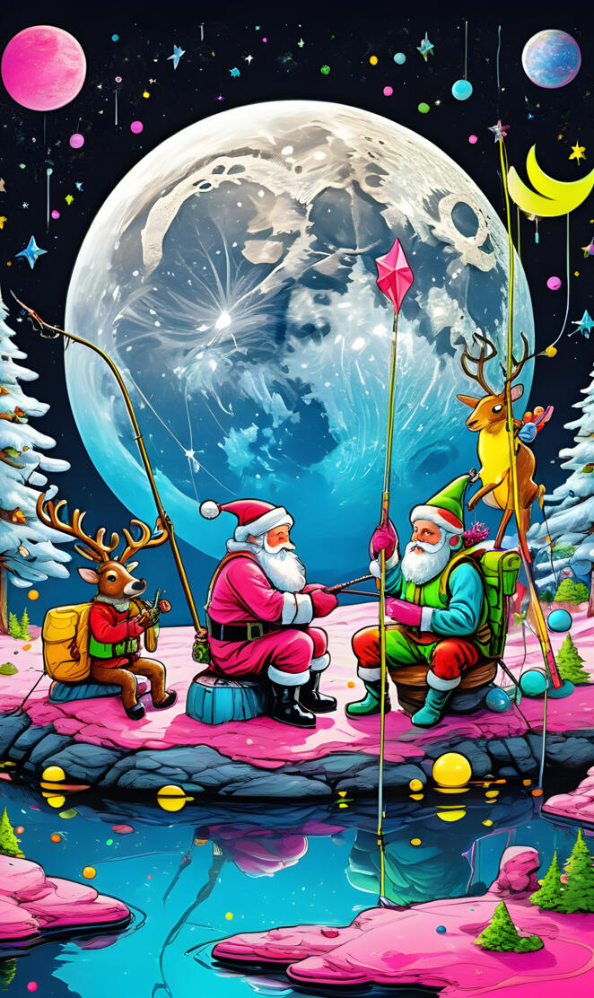 a group of people in clothing on a stage with a large balloon