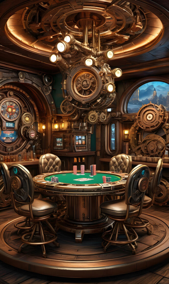 a room with a table and chairs