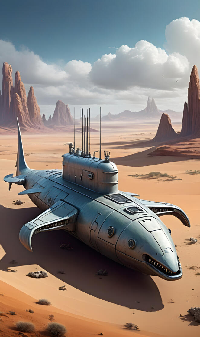 a
 space shuttle in the desert