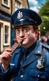 Policeman harry potter with chocolate