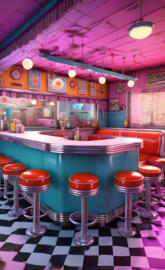 a bar with stools and a bar stool