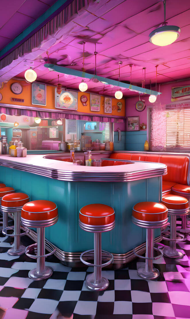 a bar with stools and a bar stool