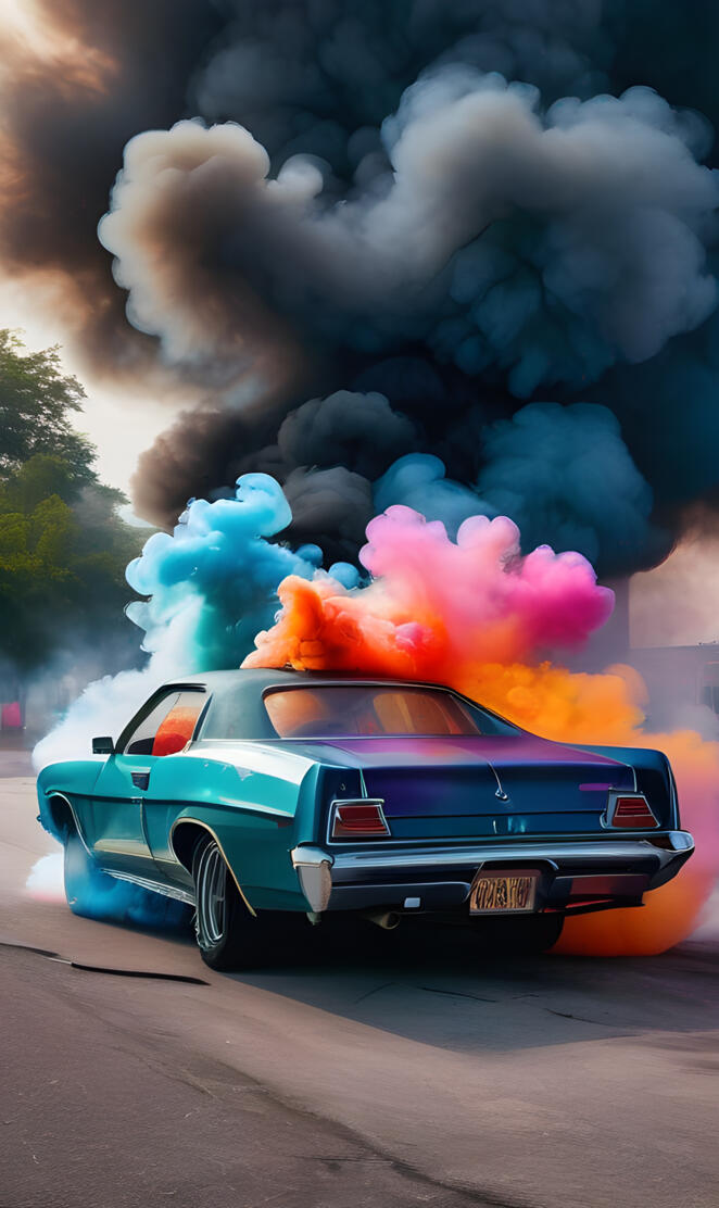 Mustang Behind the bars of smoke