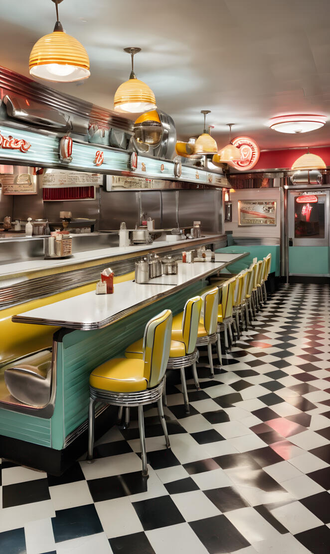 a restaurant with a bar and chairs