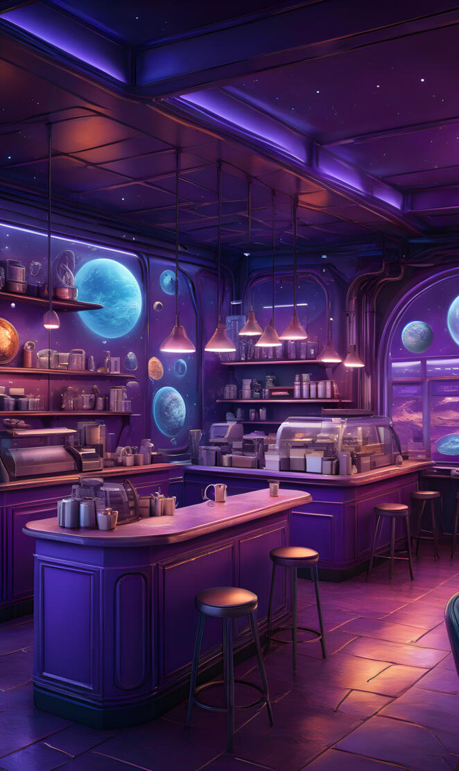 a bar with a large display of plates and glasses