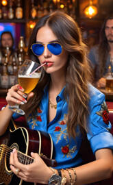 a woman with a drink