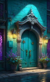 welcome in teal purple