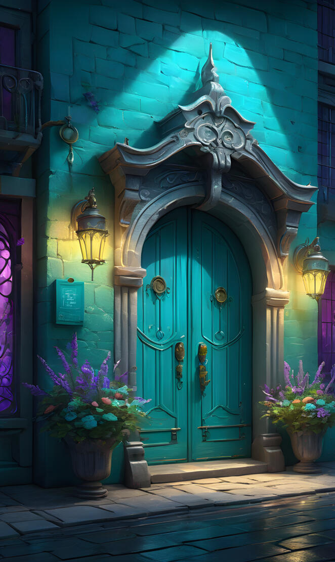 welcome in teal purple