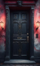 a black door with a metal handle