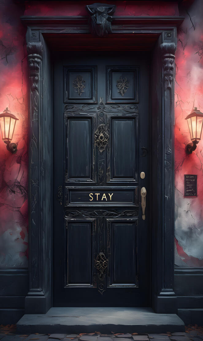 a black door with a metal handle