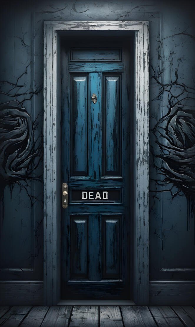 a blue door with a number on it