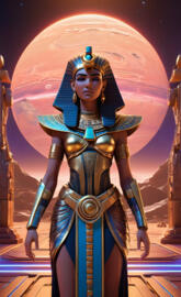 Egyptian Queen Cleopatra exiting lighted up STARGATE Mars5