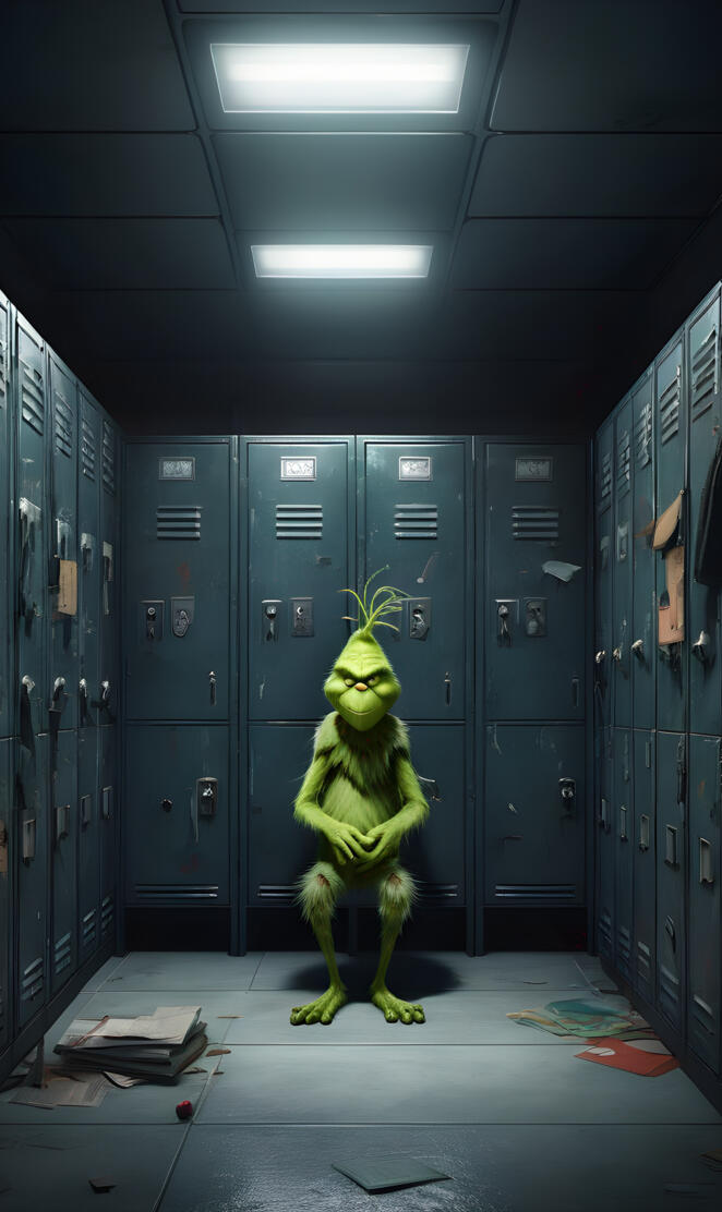 a person in a garment in a locker room