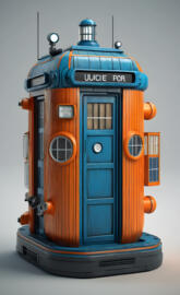 Teal And Orange Striped Submarine TARDIS