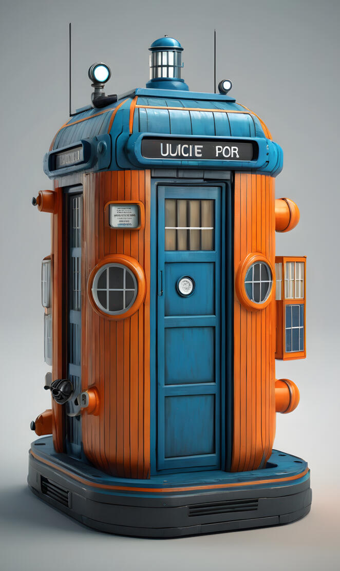 Teal And Orange Striped Submarine TARDIS