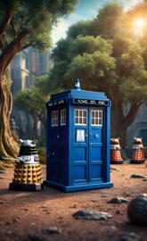 a blue telephone booth