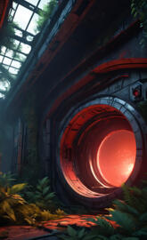 Door to Technological Station in the middle of the forest