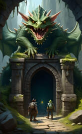 a green dinosaur statue