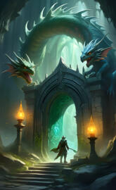 a painting of a man and a woman in a room with a large ceiling and a