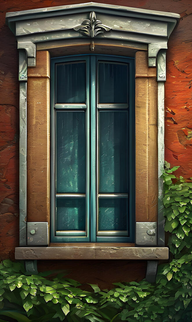 a window on a brick building