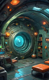 a room with a large machine