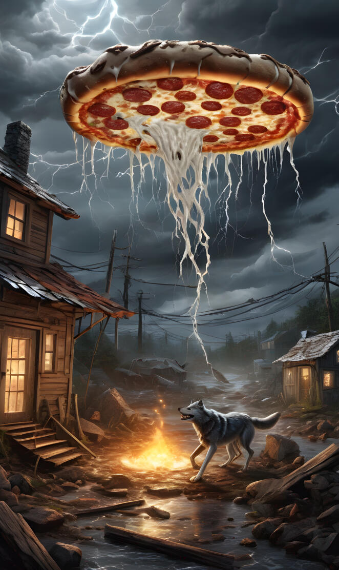 what in the pizza (and a wolf)