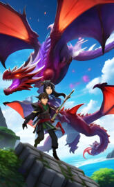 a couple of people fighting the red dragon