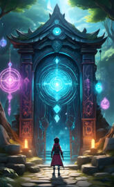 a person standing in a room with colorful walls