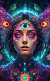 In a psychedelic world, An Hyperrealistic, Ultra-detailed, Anatomicall