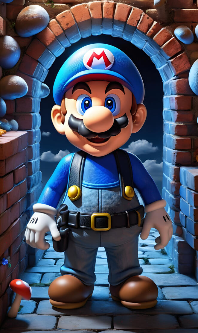 Mama Mia it's me Mario in Blue