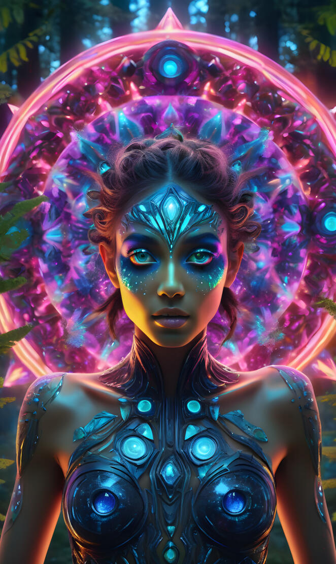 In a psychedelic world, An Hyperrealistic, Ultra-detailed, Anatomicall