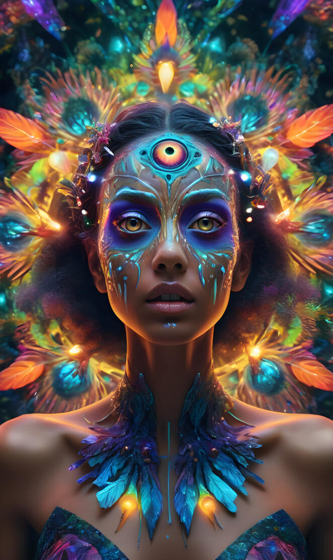 In a psychedelic world, An Hyperrealistic, Ultra-detailed, Anatomicall