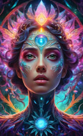 In a psychedelic world, An Hyperrealistic, Ultra-detailed, Anatomicall