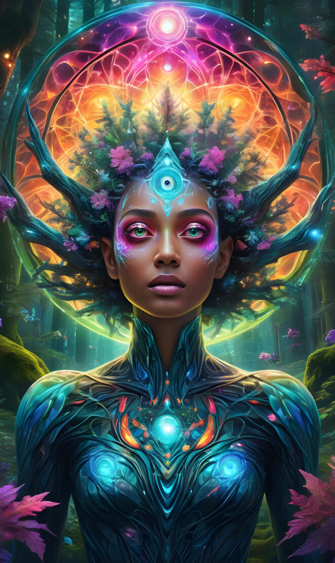 In a psychedelic world, An Hyperrealistic, Ultra-detailed, Anatomicall