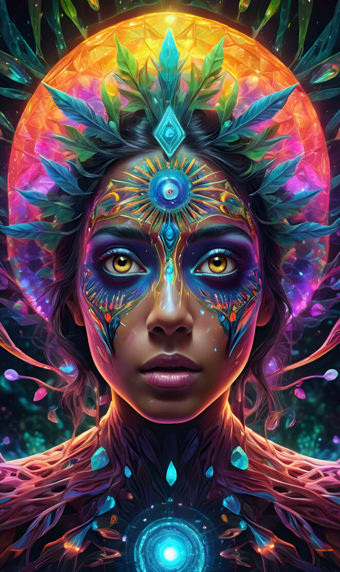 In a psychedelic world, An Hyperrealistic, Ultra-detailed, Anatomicall