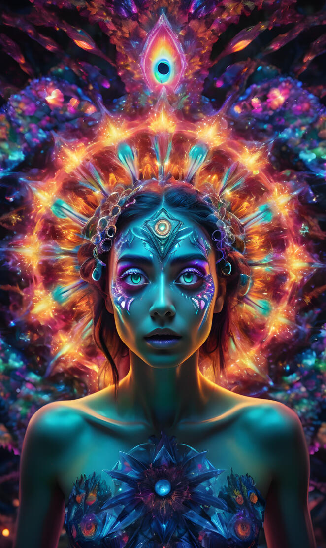 In a psychedelic world, An Hyperrealistic, Ultra-detailed, Anatomicall