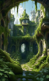 a cool overgrown city