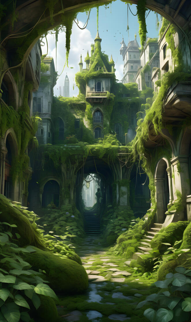 a cool overgrown city