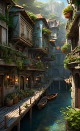 a canal with boats in it