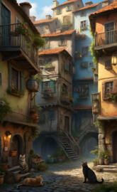 Cat's watering the city.