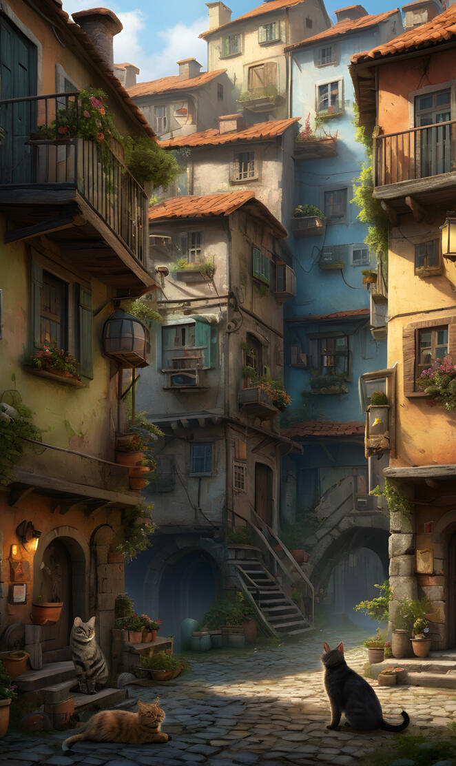 Cat's watering the city.