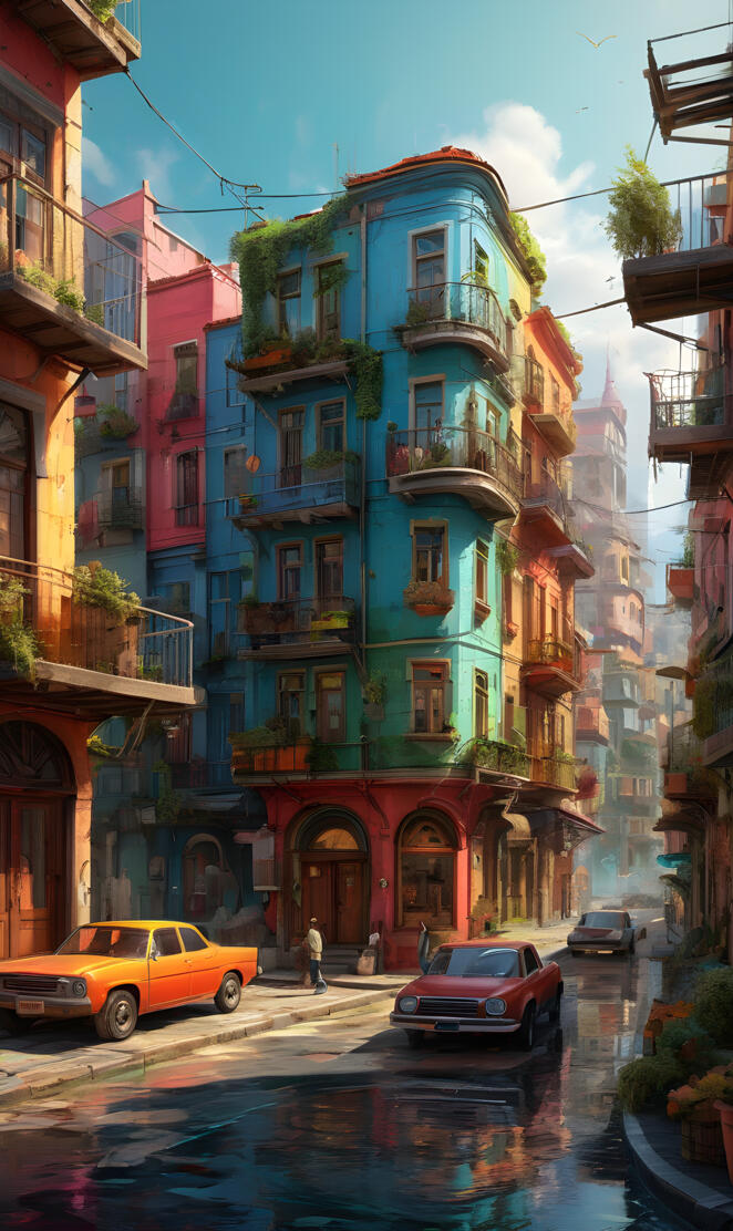 a street with cars and buildings on both sides