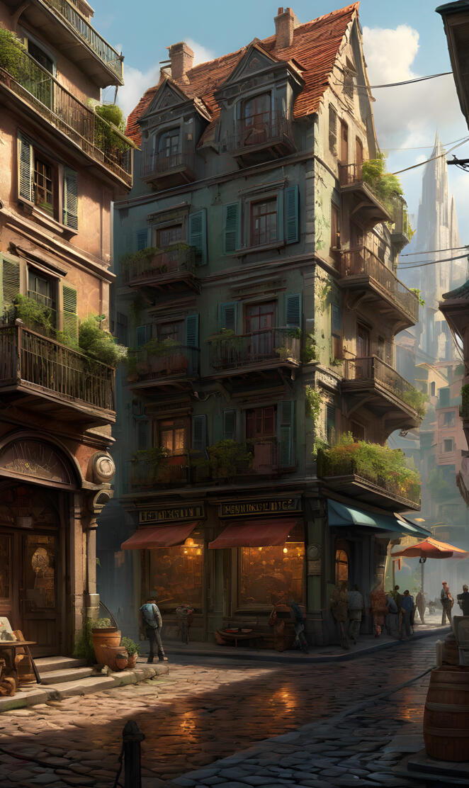 a building with a brick road