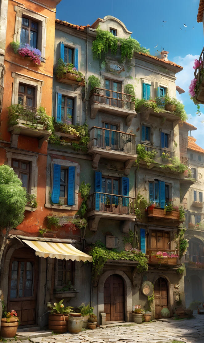 a building with many windows