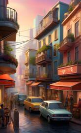 a street with cars and buildings on both sides