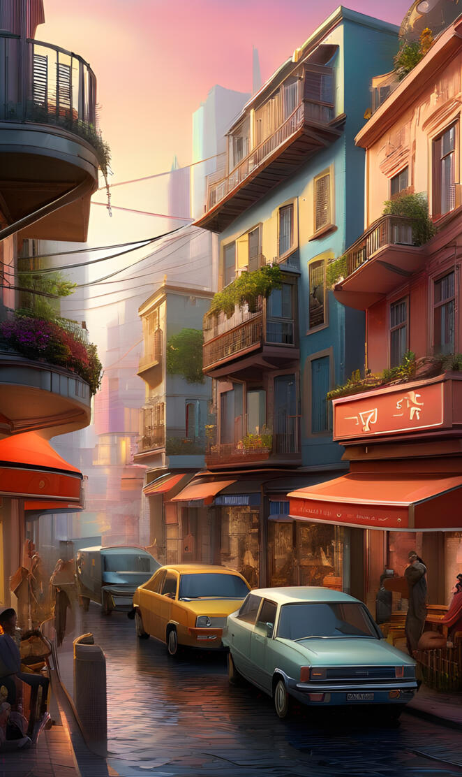 a street with cars and buildings on both sides