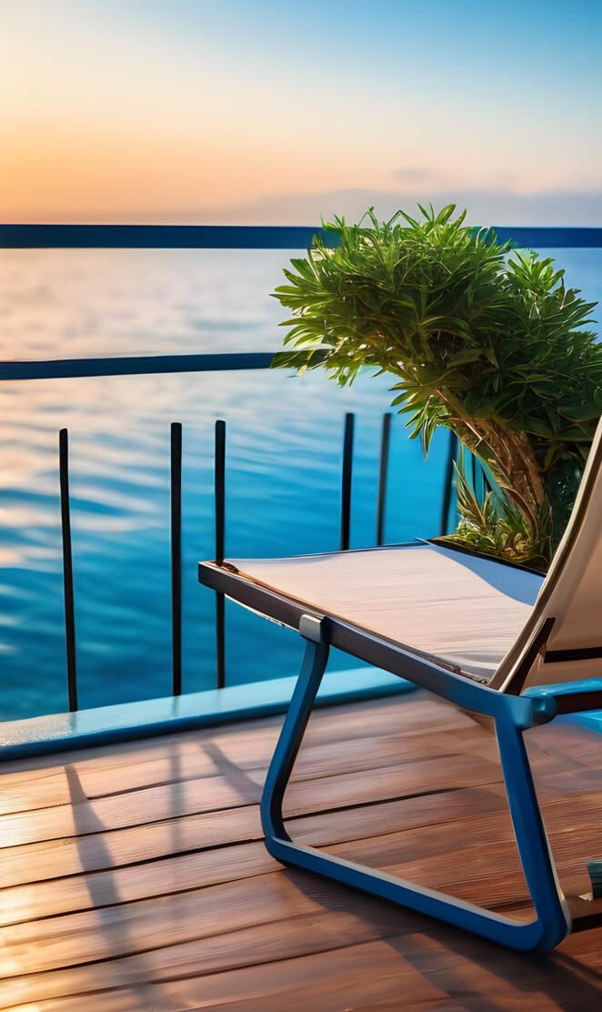 balcony, beach, sea, plant