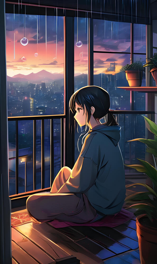 a person sitting on a window ledge