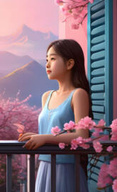 Han Sunhwa in a blue dress